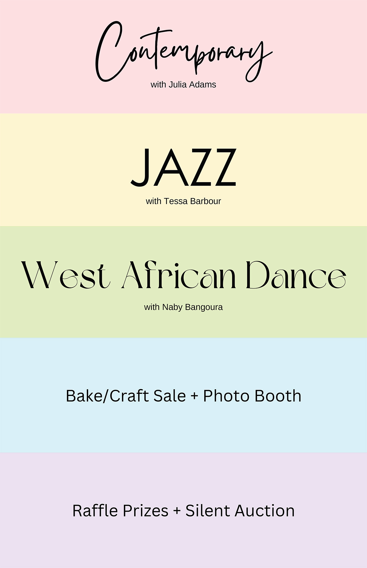 Raise the Barre event schedule poster